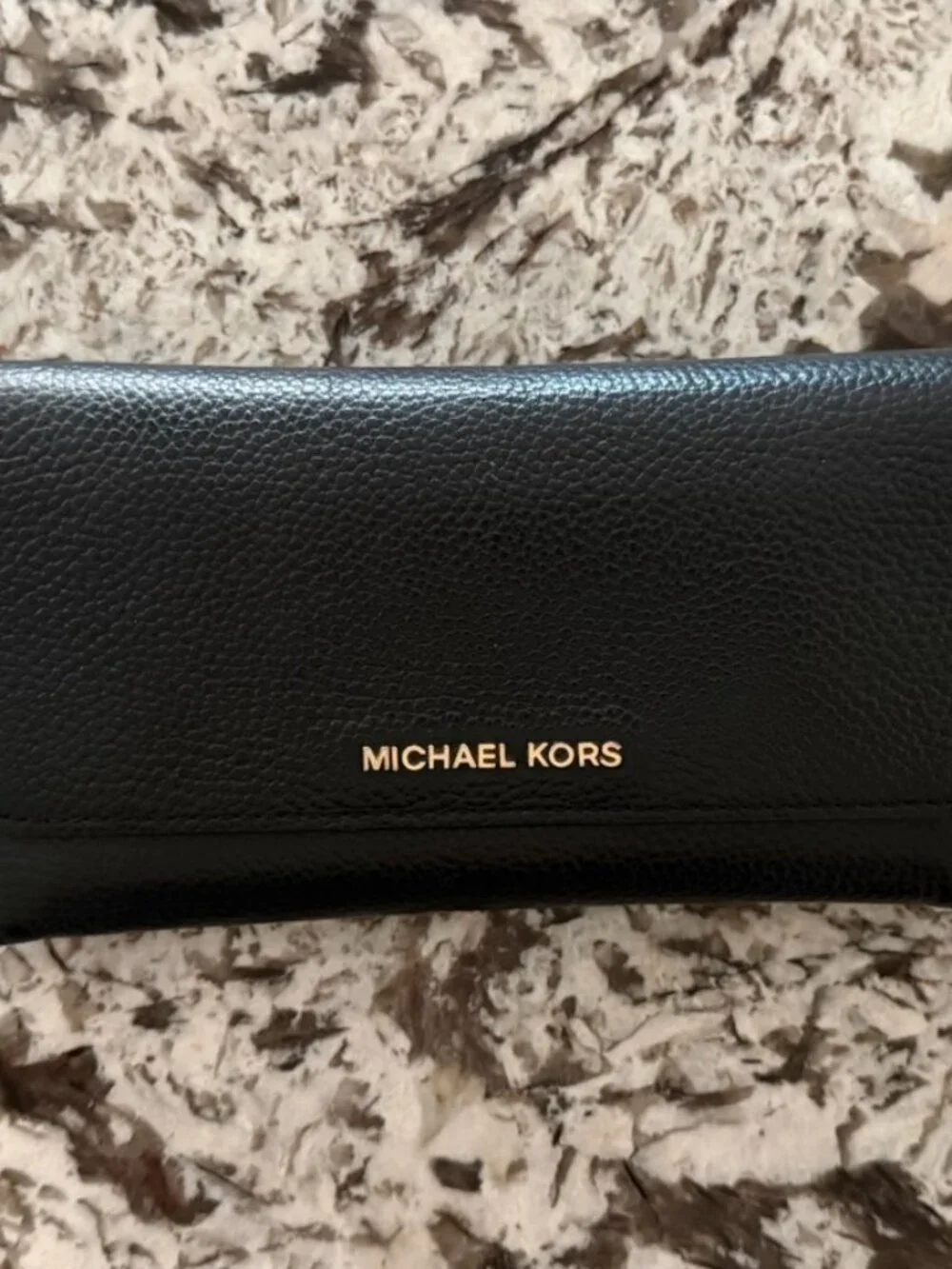 Michael Kors Black Crossgrain Leather Jet Set Wallet Style 35S8GTVF7L